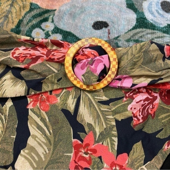 NEW Anthropologie Beach Riot Black Floral High Rise Retro Belted Bikini Bottom - Picture 10 of 14